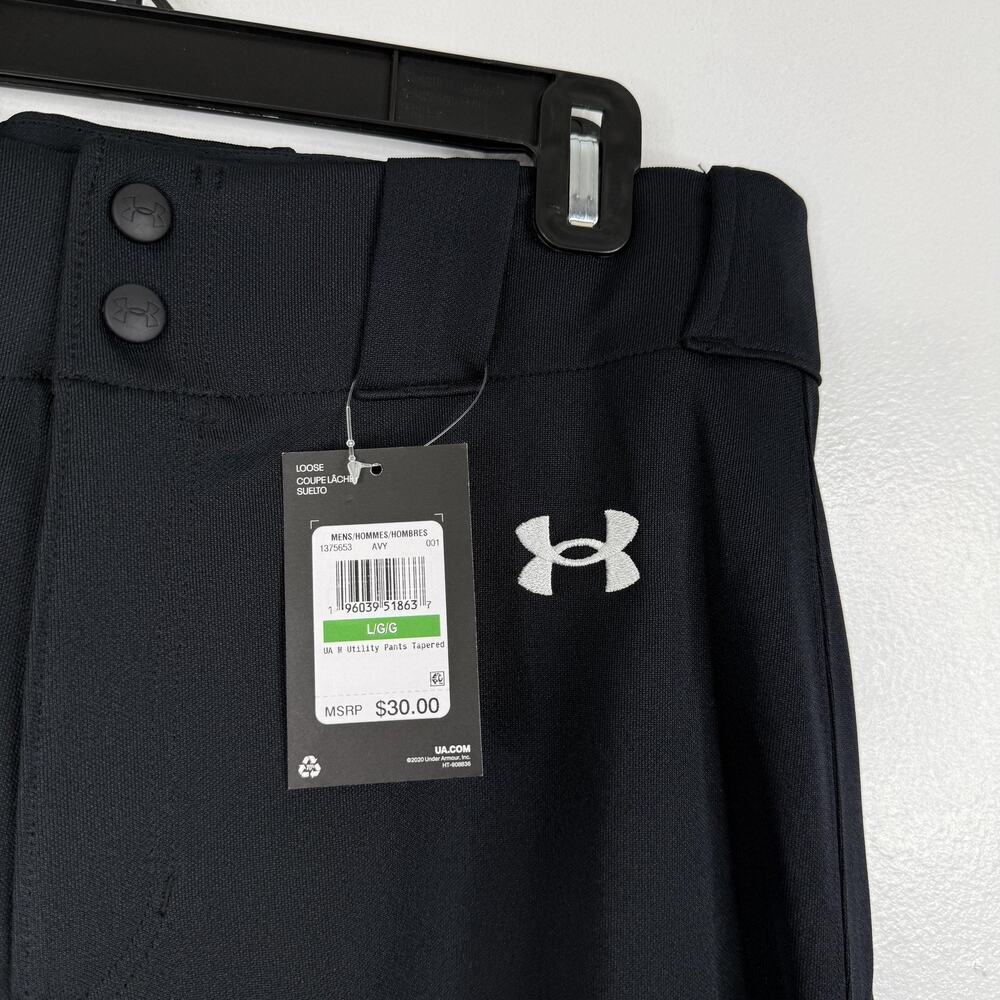 Under Armour Baseball Pants Utility Tapered Mens Large Blue UA Elastic Cuff NEW
